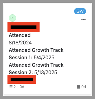 Connection Card Attendance